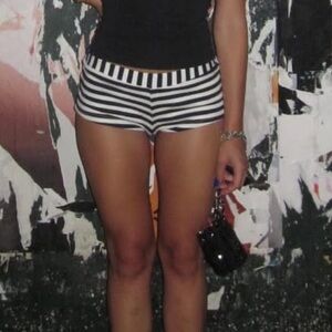 Edikted Black and White Striped Women Shorts
